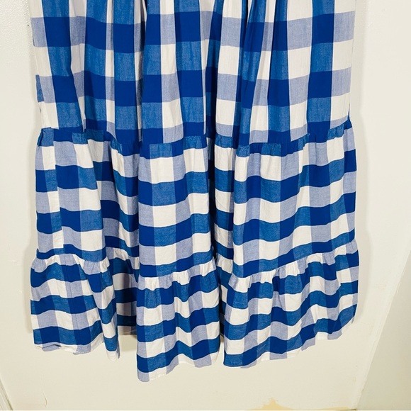 Anthropologie WHIT TWO Gingham Tiered Midi Dress Preppy Coastal Spring Summer - Picture 7 of 10
